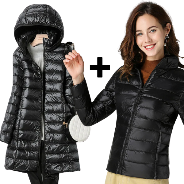 Sky+Aurora - Ultralight Jakke & Lang Jakke med Hvide Andefjer