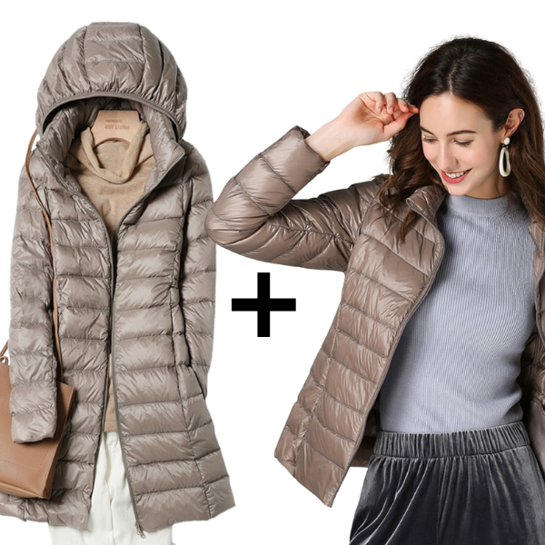 Sky+Aurora - Ultralight Jakke & Lang Jakke med Hvide Andefjer