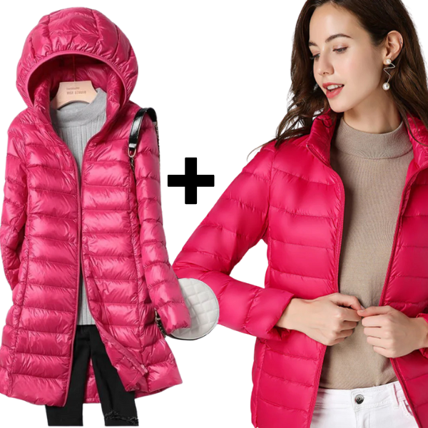 Sky+Aurora - Ultralight Jakke & Lang Jakke med Hvide Andefjer