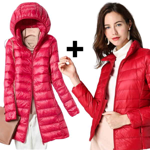 Sky+Aurora - Ultralight Jakke & Lang Jakke med Hvide Andefjer